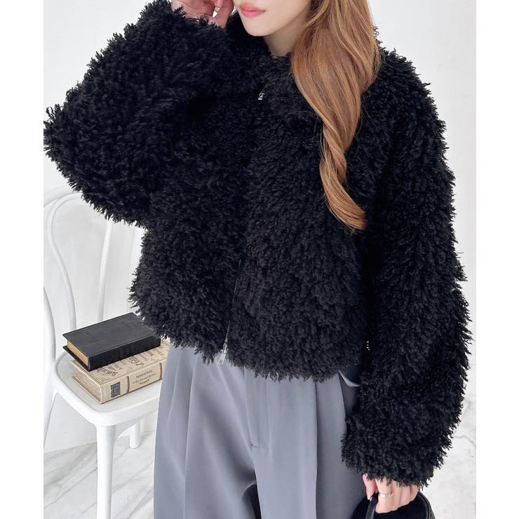 クロ | ステンカラーフロント.ZIPプードルファーブルゾン | INGNI 