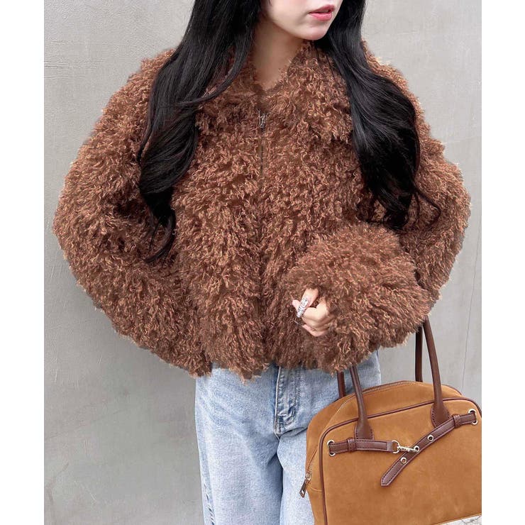 モカ | ステンカラーフロント.ZIPプードルファーブルゾン | INGNI 