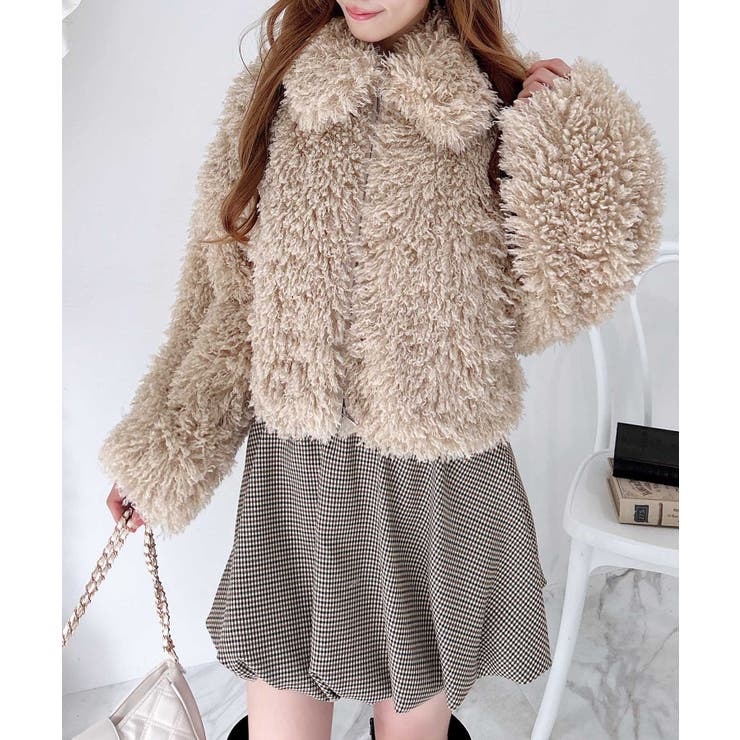 ベージュ | ステンカラーフロント.ZIPプードルファーブルゾン | INGNI 