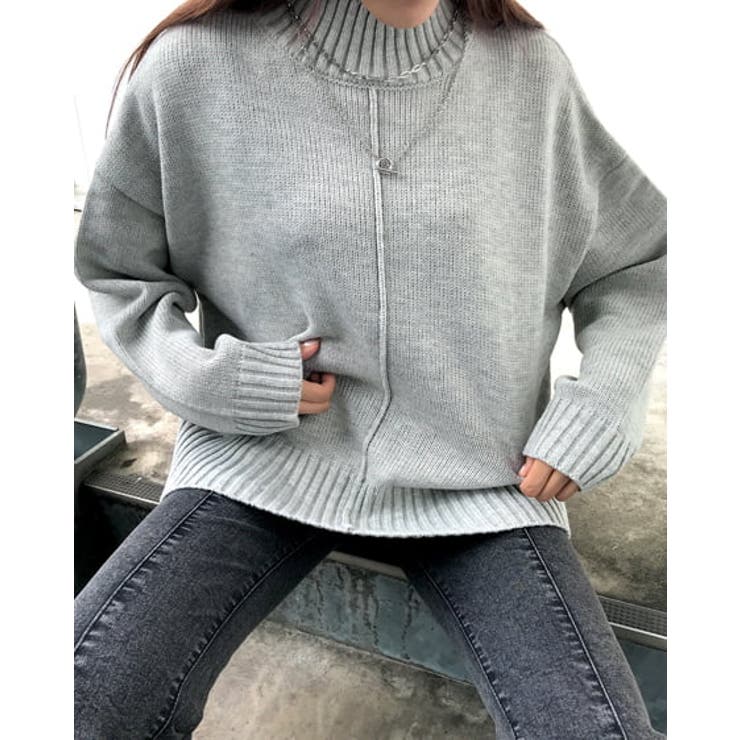 モックNサイドスリットチュニックニット[品番：INGW0007746