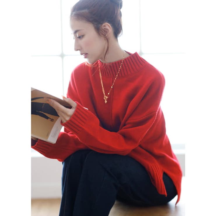 モックNサイドスリットチュニックニット[品番：INGW0007746]｜INGNI  （イング）のレディースファッション通販｜SHOPLIST（ショップリスト）
