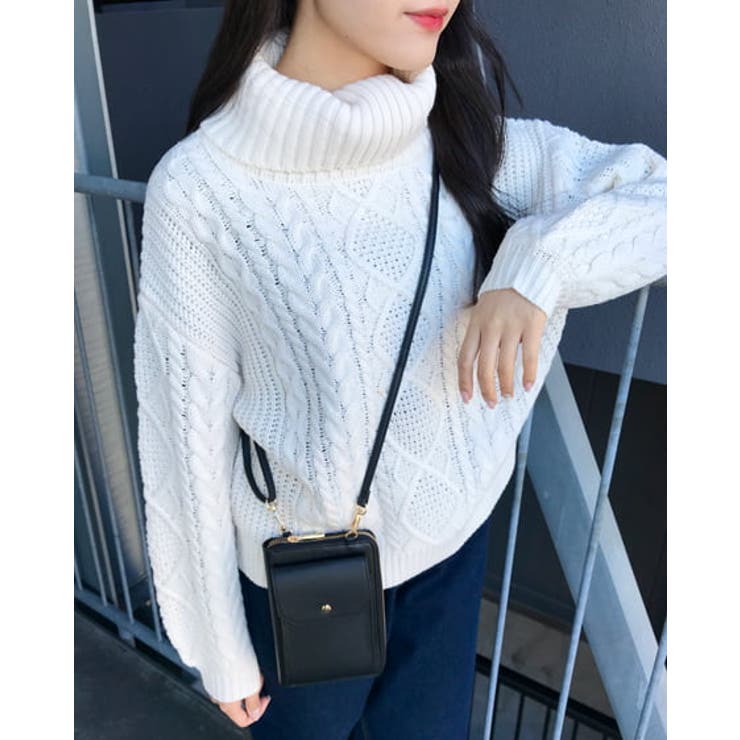 アイボリー | オフタートルケーブルニット | INGNI 