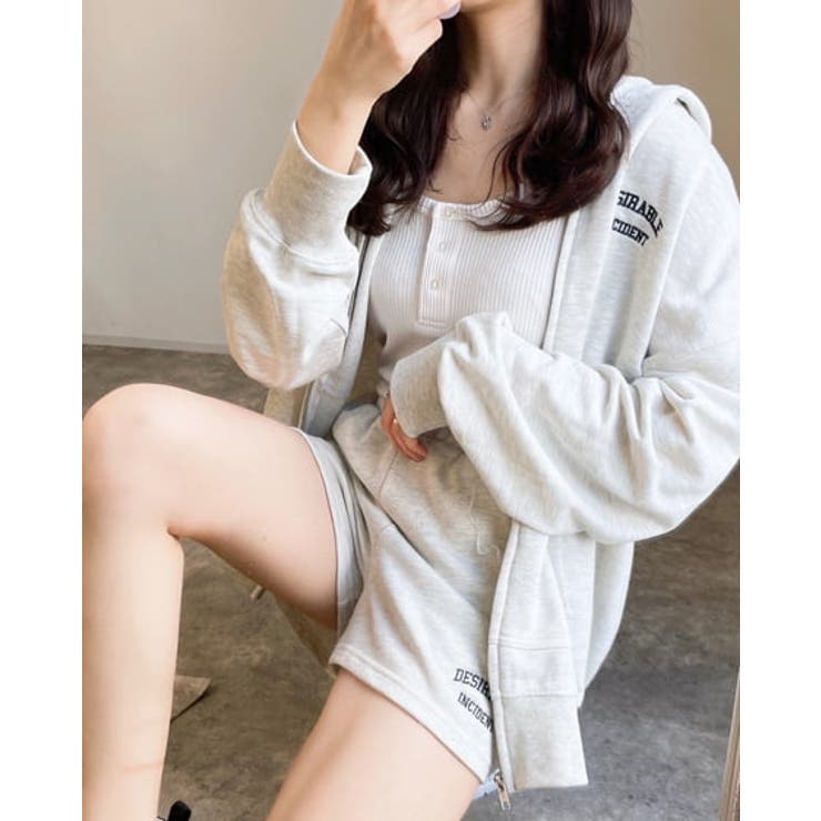 貼付カレッジZIPショートパーカー[品番：INGW0010499]｜INGNI