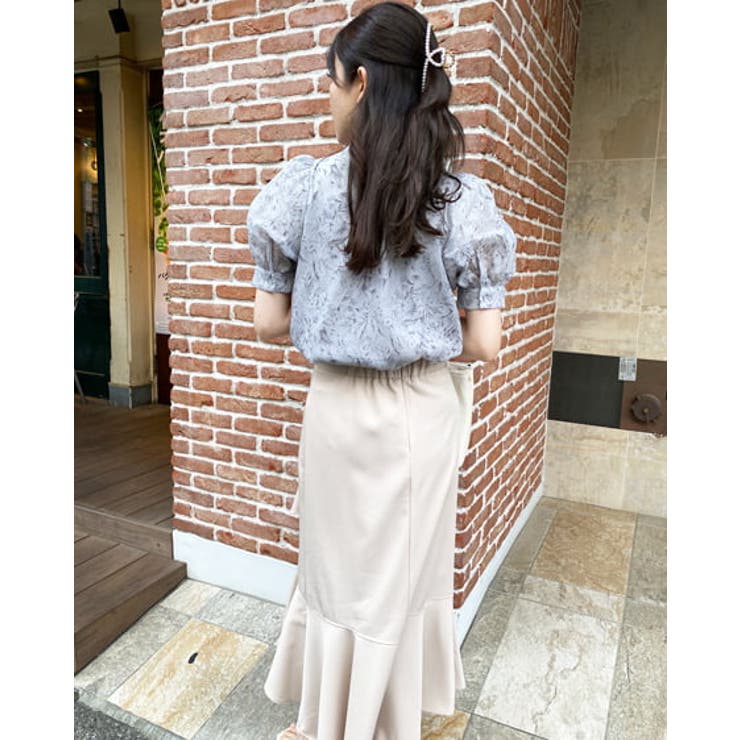 花柄シアー2WAYリボン/半袖BL [品番：INGW0008406]｜INGNI