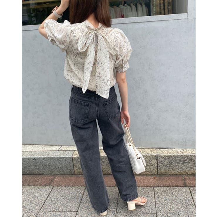 花柄シアー2WAYリボン/半袖BL [品番：INGW0008406]｜INGNI