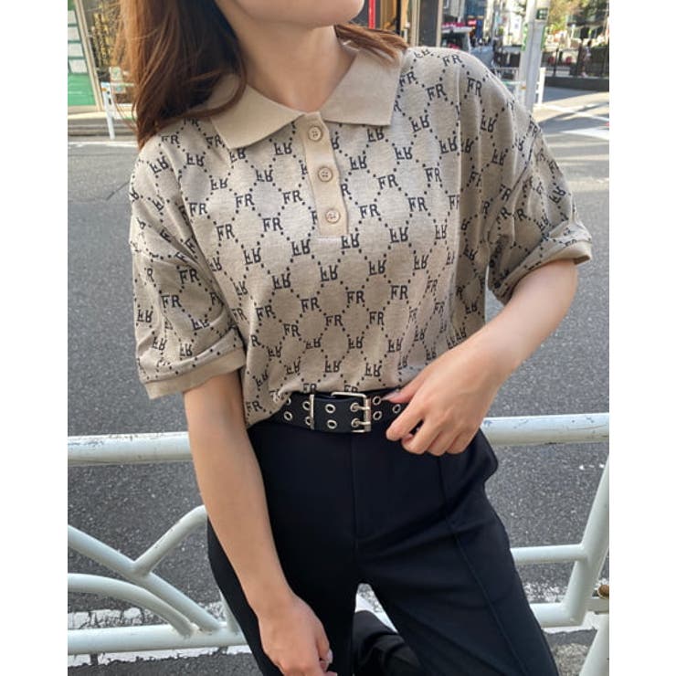 モノグラム柄ポロ衿TOPS [品番：INGW0008564]｜INGNI （イング