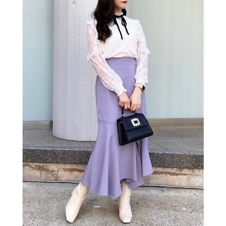 肩フリルリボン付レースTOPs[品番：INGW0008824]｜INGNI