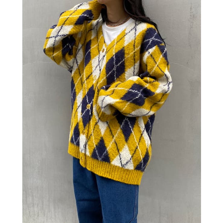 7Gモヘアタッチアーガイル柄ロング/CD[品番：INGW0008814]｜INGNI  （イング）のレディースファッション通販｜SHOPLIST（ショップリスト）