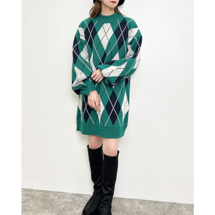 7Gアーガイル柄モックN/ニットOP[品番：INGW0008924]｜INGNI （イング