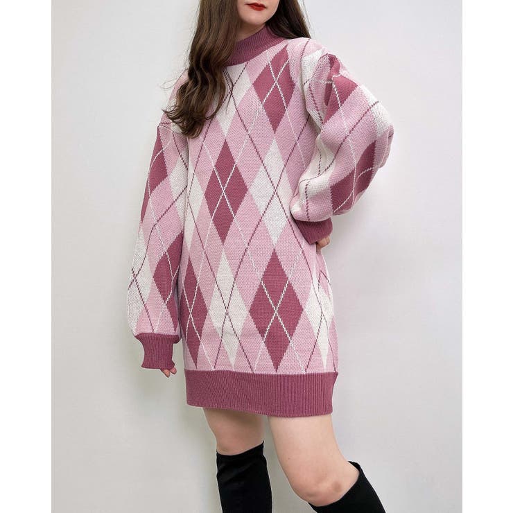 7Gアーガイル柄モックN/ニットOP[品番：INGW0008924]｜INGNI （イング