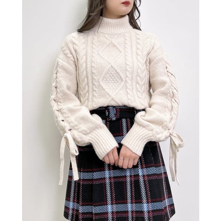 7G袖レースアップケーブルニット[品番：INGW0008953]｜INGNI （イング