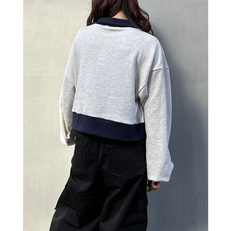 ハーフZIP胸ロゴショート丈裏毛TOPs[品番：INGW0008991]｜INGNI