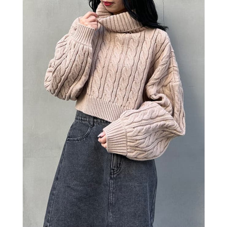 5Gショート丈オフタートルケーブルニット[品番：INGW0009013]｜INGNI