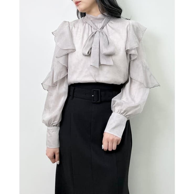 袖フリル花柄シアー/BL[品番：INGW0009071]｜INGNI （イング）のレディースファッション通販｜SHOPLIST（ショップリスト）