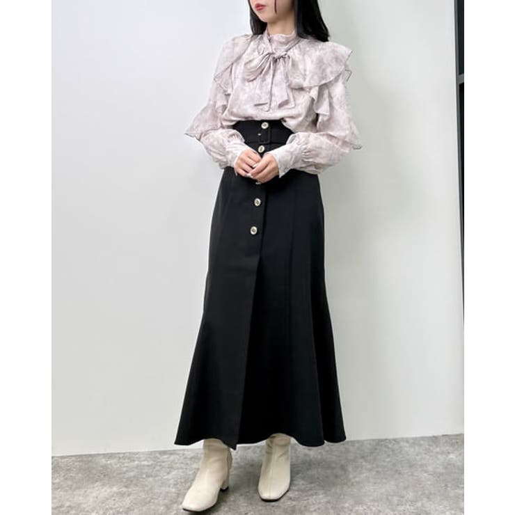 袖フリル花柄シアー/BL[品番：INGW0009071]｜INGNI （イング）のレディースファッション通販｜SHOPLIST（ショップリスト）