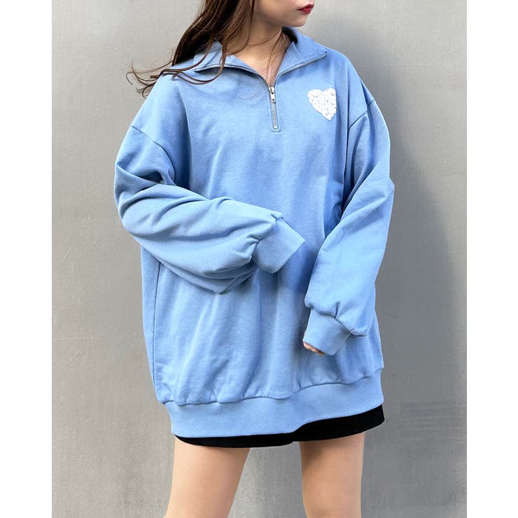 ハーフZIP Backハートロゴ裏毛チュニック[品番：INGW0009120]｜INGNI