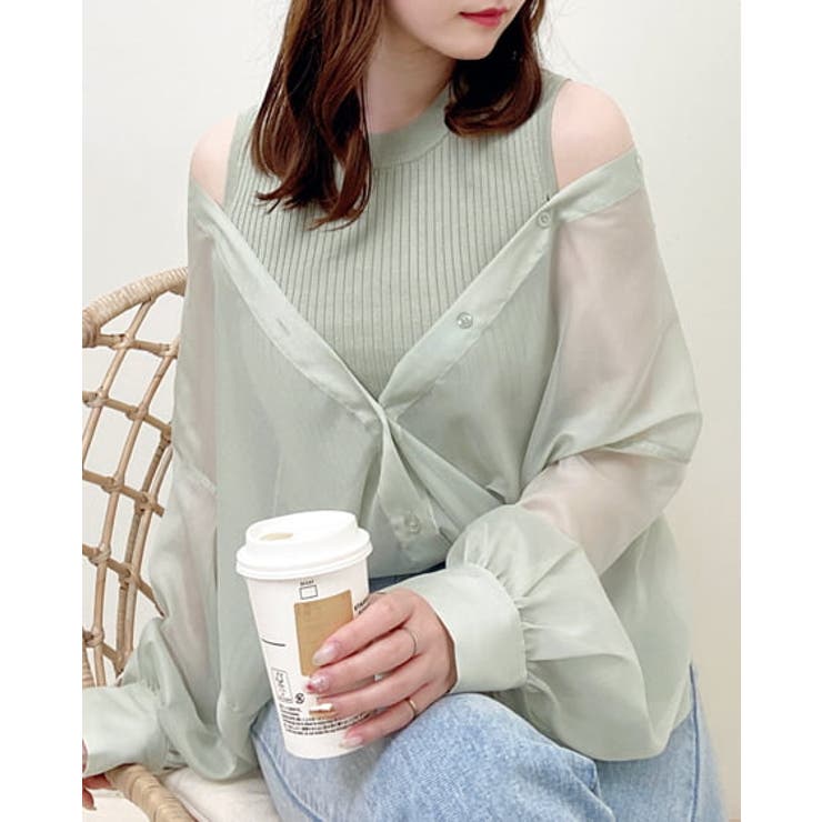 12Gシアーシャツレイヤードニット[品番：INGW0009280]｜INGNI