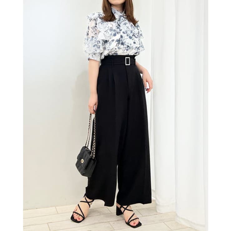 袖フリル花柄シアー5分袖/BL[品番：INGW0009288]｜INGNI （イング）の