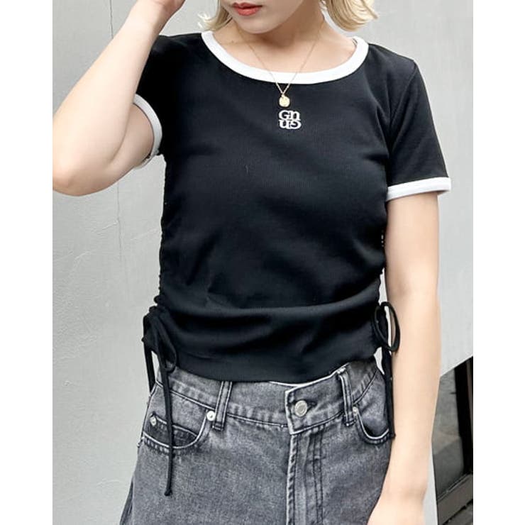 胸刺繍ロゴサイドギャザーリブT[品番：INGW0009353]｜INGNI （イング