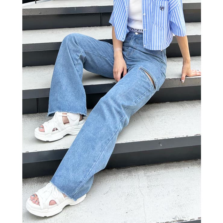 ジェイダ GYDA H/Wオープンフロントファスナーデザインスキニーデニムパンツ （ICE） -ファッション通販 FASHION WALKER