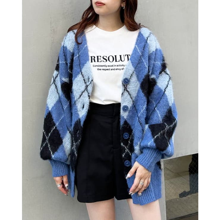 7Gアーガイル柄シャギーニットCD[品番：INGW0009549]｜INGNI （イング