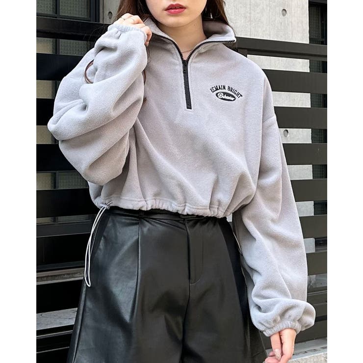 ハーフボタン胸ロゴショート丈フリースTOPs[品番：INGW0009648]｜INGNI