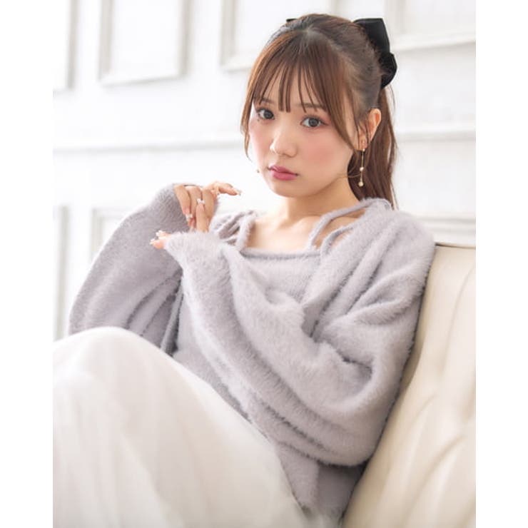 スナイデル リボンシャツキャミセットニット GRY （リボンシャツ