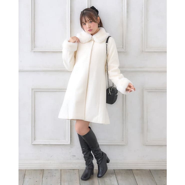 ファー襟ガーリーコート[品番：IGAW0004048]｜axes femme