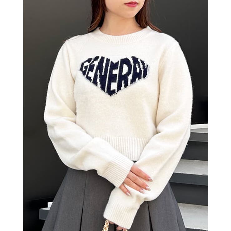 大人気❤️ロゴニットリブニットカットソー38 M