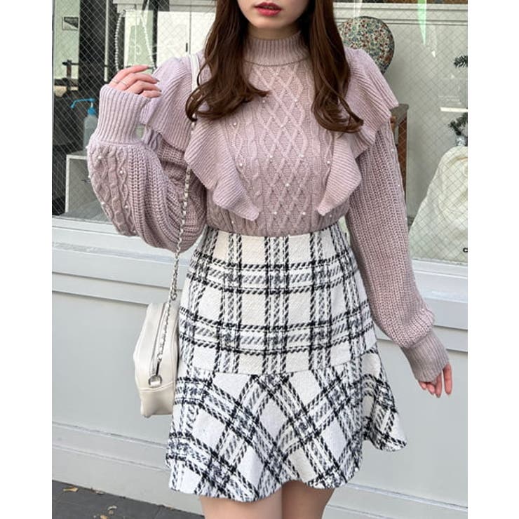 5Gフリルケーブルパール付ニット[品番：INGW0009619]｜INGNI （イング