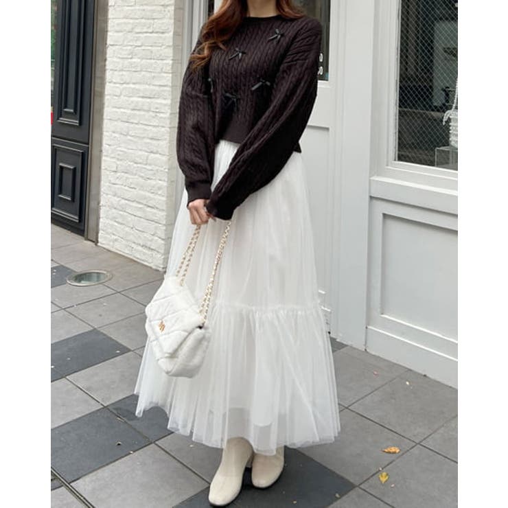 7Gケーブルリボン付ニット 春 SS[品番：INGW0009714]｜INGNI （イング