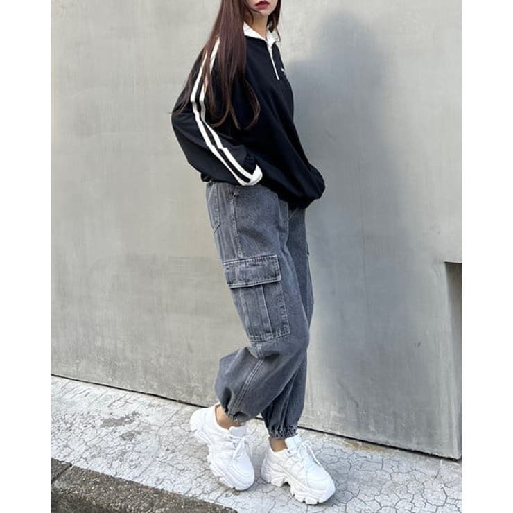 IU着用 デニム カーゴパンツ 楽天市場】正規品【 XU grunge denim cargo pants (2color