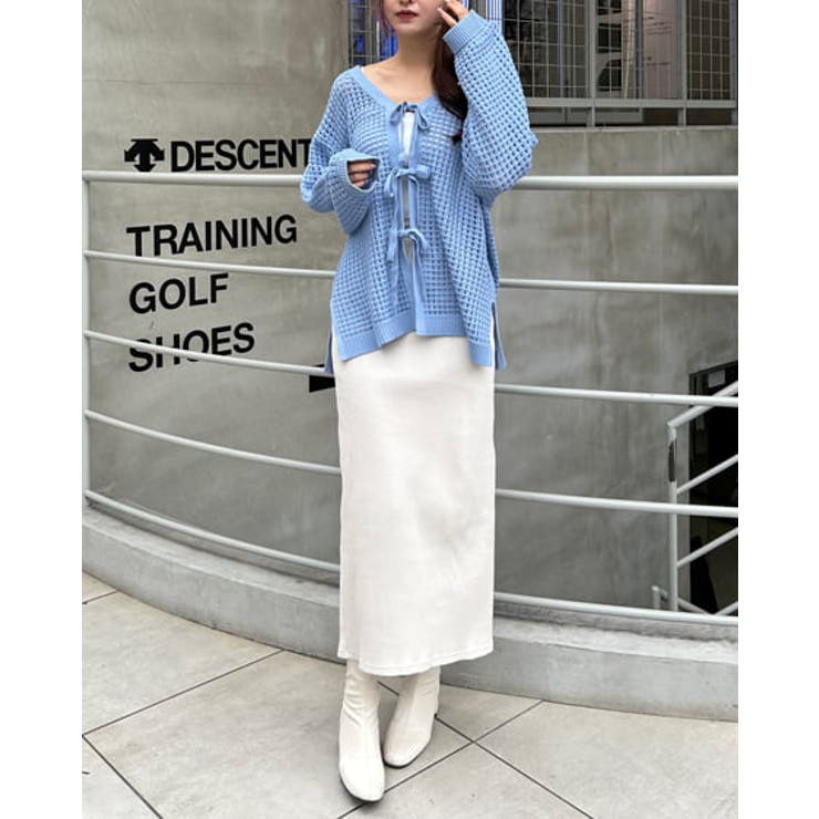 7Gミドル丈メッシュリボンニットCD 春 SS[品番：INGW0009848]｜INGNI