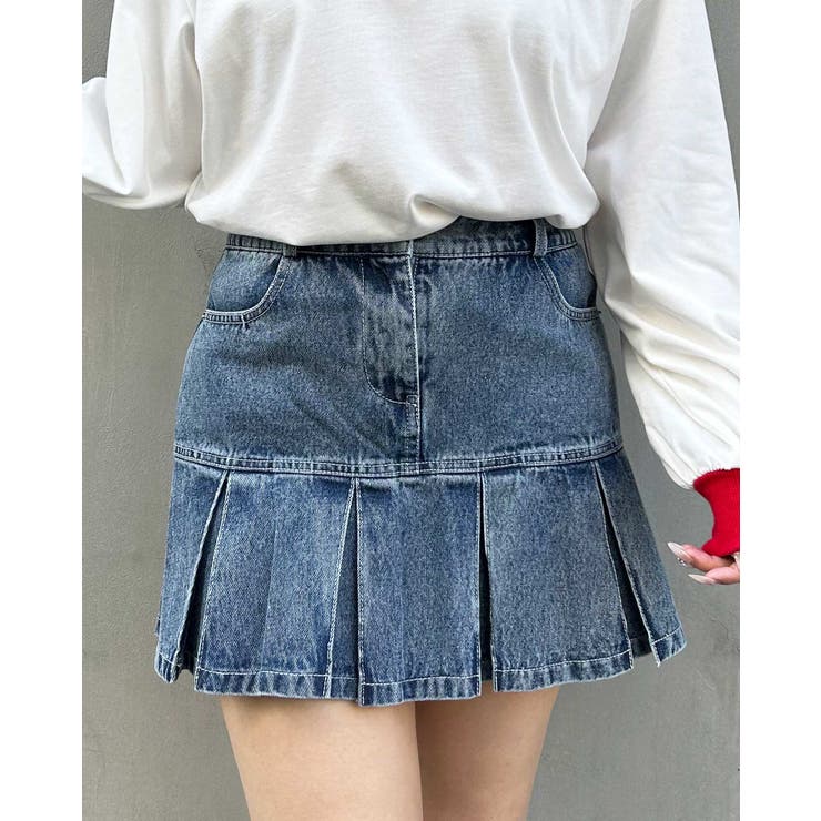 裾切替プリーツデニムミニスカート 春 SS[品番：INGW0009852]｜INGNI 