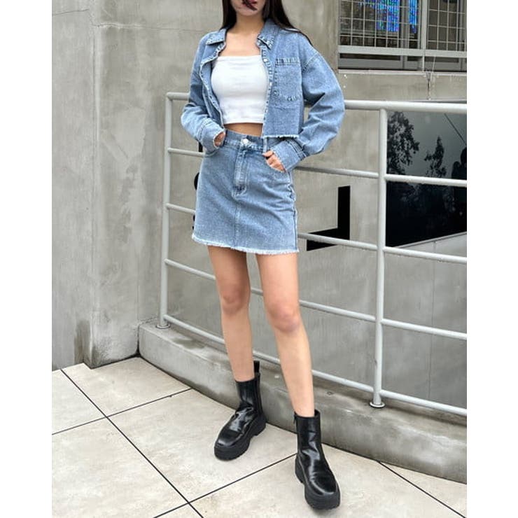 裾カットオフデニムマイクロミニSK 春 SS[品番:INGW0009826 裾カットオフデニムマイクロミニSK 春 SS[品番:INGW0009826