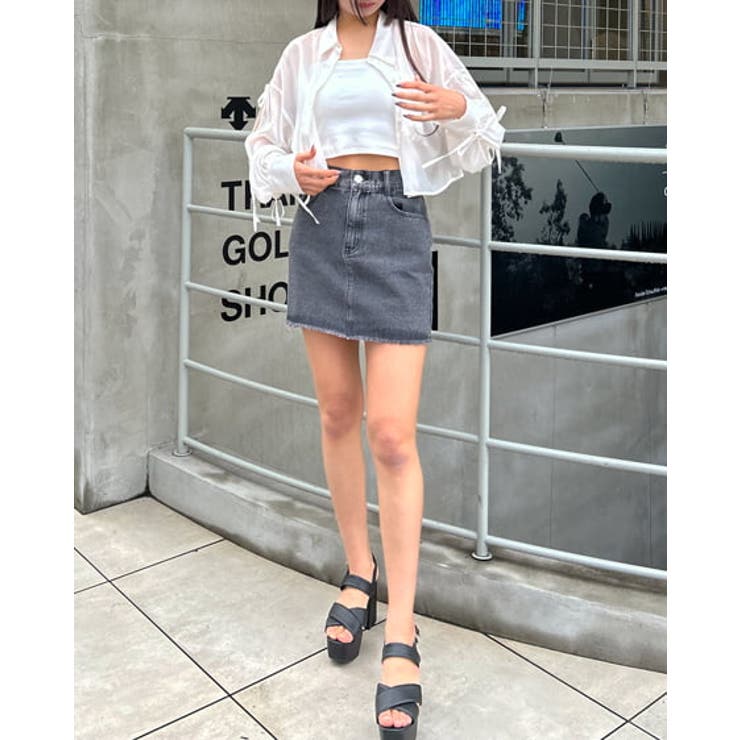 裾カットオフデニムマイクロミニSK 春 SS[品番:INGW0009826 裾カットオフデニムマイクロミニSK 春 SS[品番:INGW0009826