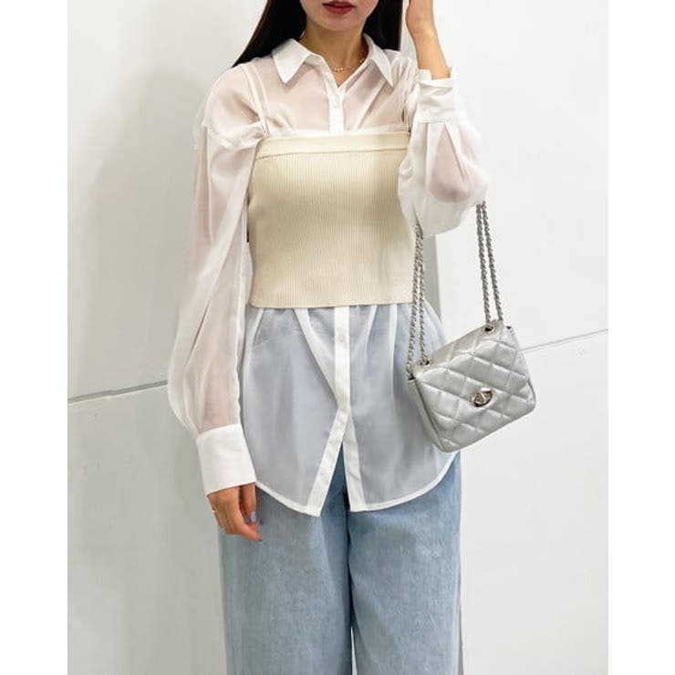 cocodeal ニットビスチェ×シアーシャツ SALE50%OFF】COCODEAL ココディール ニットビスチェドッキング