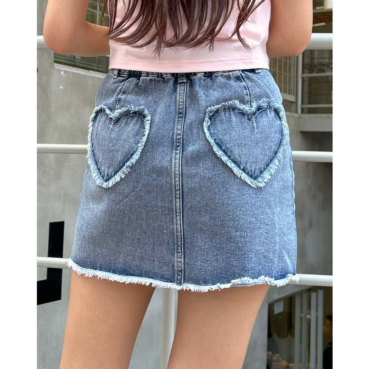 ハートポケット裾カットオフデニムSK[品番：INGW0009983]｜INGNI