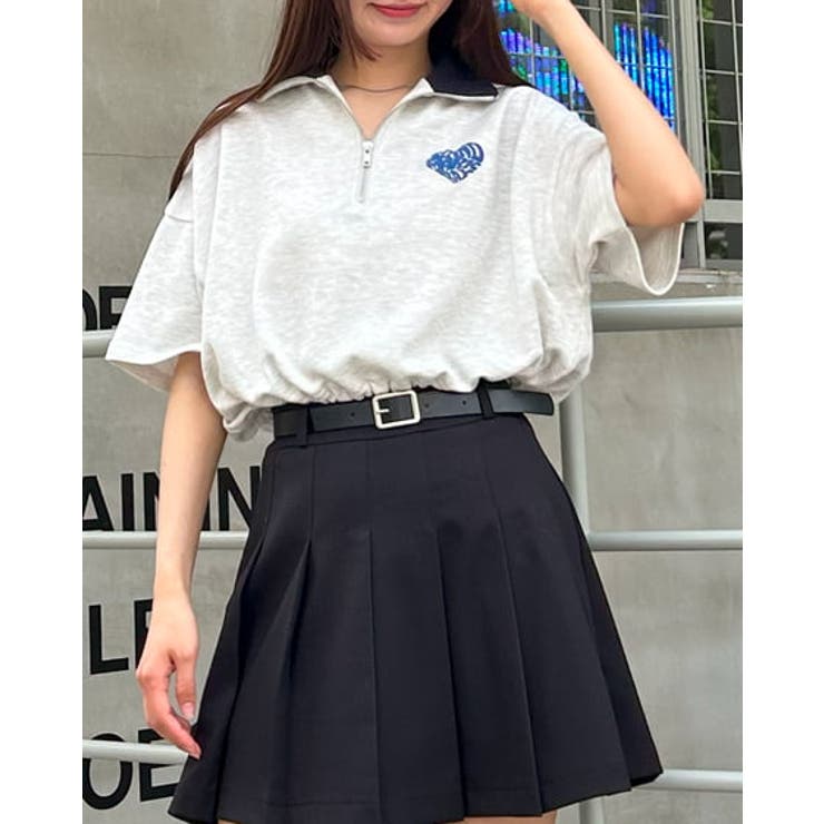 ハーフZIP裾ドロストBackハートミニ裏TOPs[品番：INGW0009982
