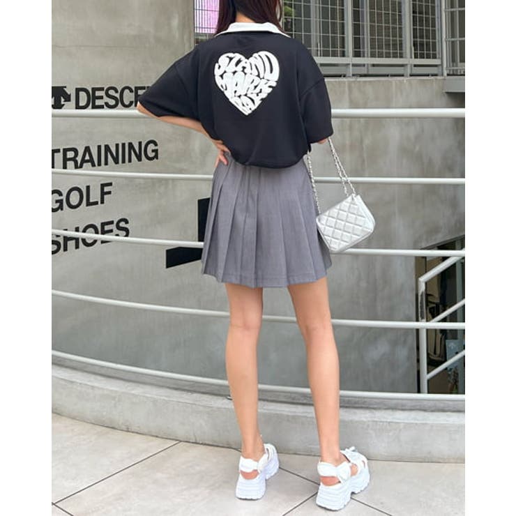 pas de calais グレー フリル　ロンT ドレープ　絹　レーヨン　38 ハーフZIP裾ドロストBackハートミニ裏TOPs[品番：INGW0009982