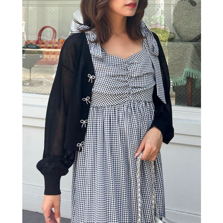 シーニュ　リボンカーディガン Vネック2つリボンニットカーディガン｜INGNI(イング) 公式通販