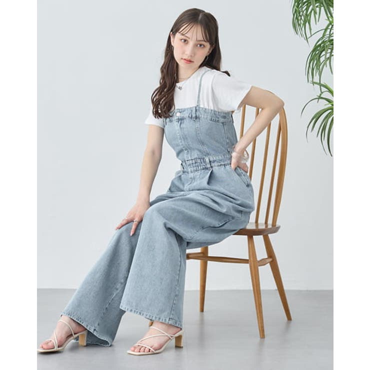新品シーニュ☆デニムサロペットSand 0T☆
