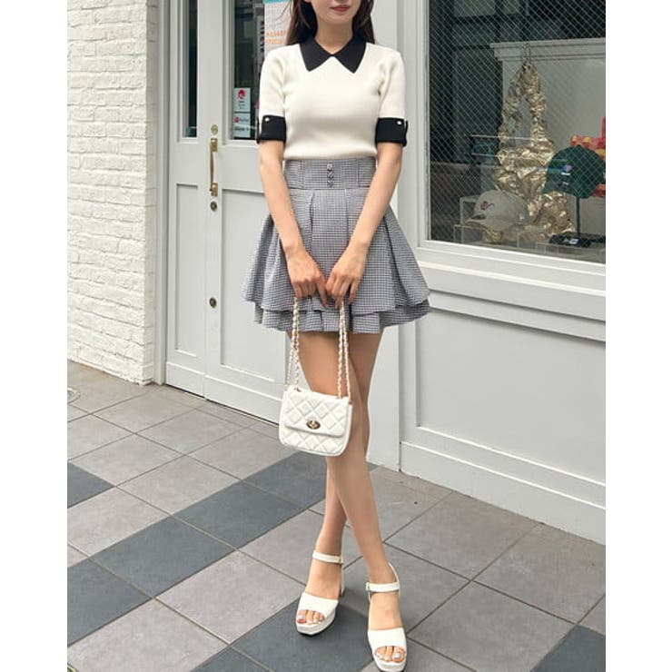 ルネ♡白襟半袖ニット34 ORIGINAL/4color]カラーネックブクル半袖ニット | ファッション通販