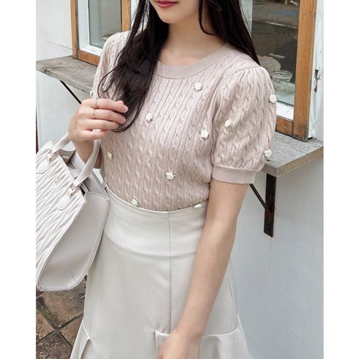 12Gフラワーケーブル半袖ニット | INGNI  | 詳細画像34 