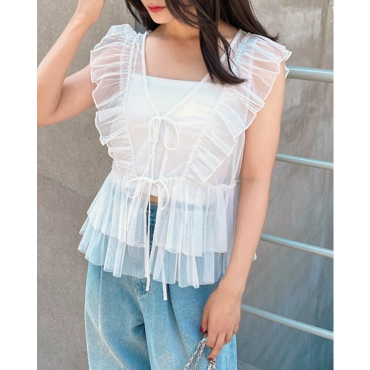 チュールリボンベストTOPs[品番：INGW0010081]｜INGNI （イング