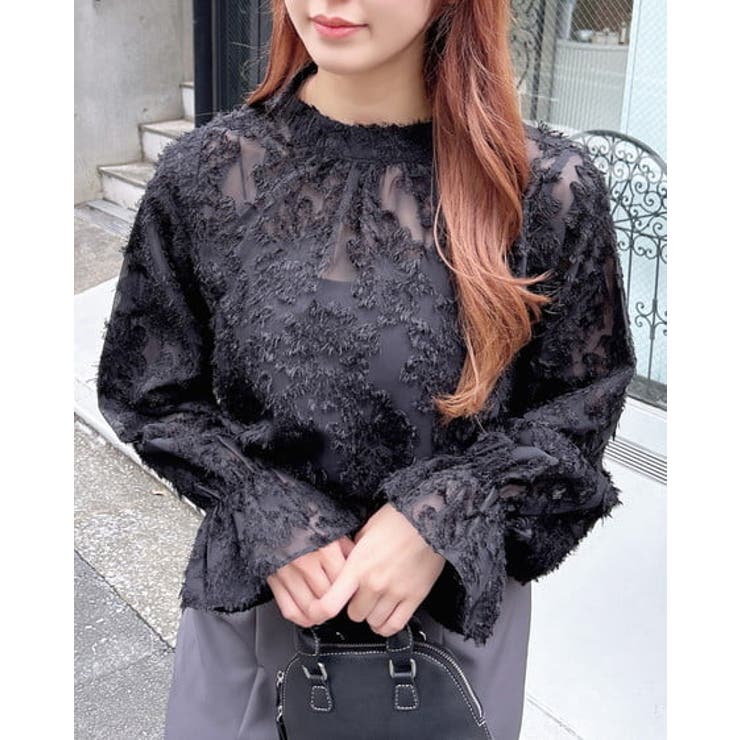 クロ | ジャガードキャンディースリーブブラウス | INGNI 