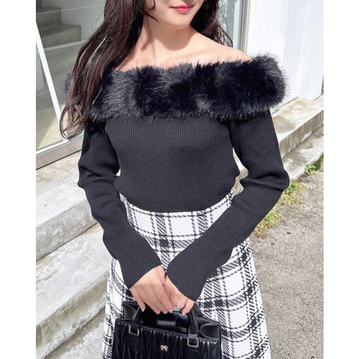 12Gファー付オフショルニット[品番：INGW0010330]｜INGNI （イング）の