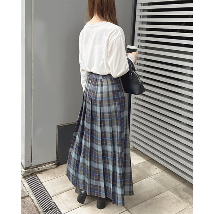 チェック柄プリーツロングSK[品番：INGW0010388]｜INGNI