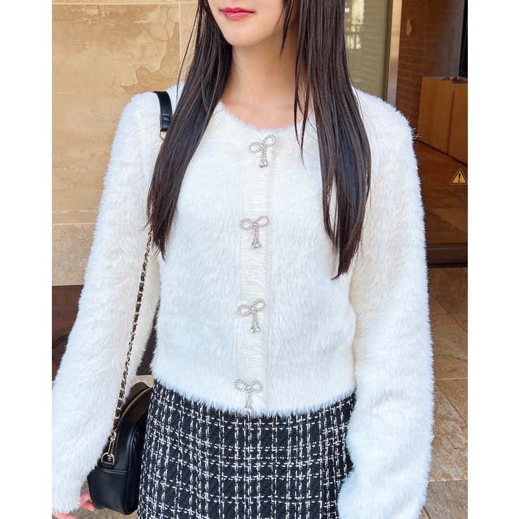 7GクルーNリボン釦フェザーニットCD[品番：INGW0010465]｜INGNI