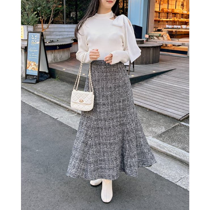 BackレースUPツイードマーメイドSK[品番：INGW0010525]｜INGNI